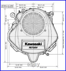 Kawasaki FR730V Lawn Mower Engine 24HP 1 x 3-5/32 Crankshaft Zero Turn Stander