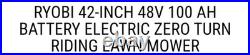Ryobi 42-Inch 48V 100AH Battery Electric Zero Turn Riding Lawn Mower ZT480e