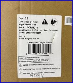 Ryobi ACRM015 Bagger for RYOBI 48V 42 in. Zero Turn Riding Lawn Mowers