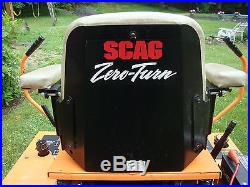 Scag 52 Zero Turn Riding Mower Kohler Cv20S, 1586 hours, bagger/vac