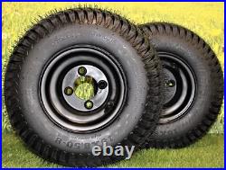 Set of (2)-8 Matte Black Steel Golf Cart Wheels and 18X8.50-8 Turf 4 Ply Tires