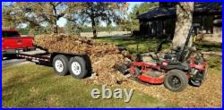 Swinging Tool Bar and Rake Ezra Lawn Care Equipment mounts on a zero turn mower