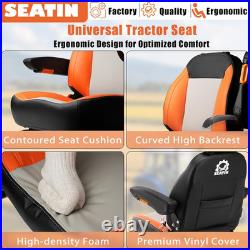 Universal Black Tractor Seat with Belt Armrest for Zero Turn Mower Forklift Dozer