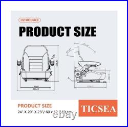Universal Tractor Seat, Zero Turn Mower Seat with Adjustable Safety Belt Armr