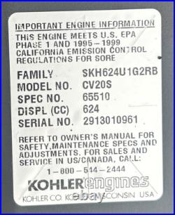 Yard Man 2000 14AW804H401 Kohler Command 20 HP Engine CV720S-65510 See Video Yard Man 2000 14AW804H401 Kohler Command 20 HP Engine CV720S-65510 See Video