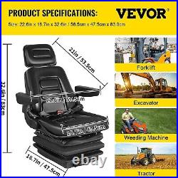 Zero Turn Turf Lawn Mower Seat with Armrests & Suspension Seat Adjustable Backrest